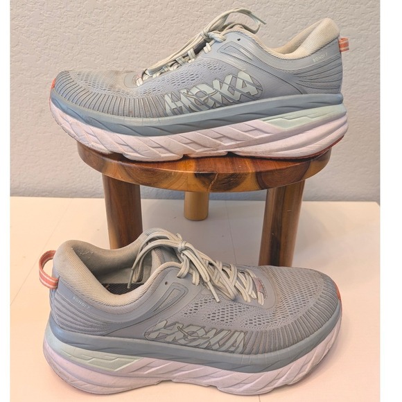 Hoka One One Shoes - Hoka One One Bondi 7 Running Shoes Womens 10‎ Blue Fog BFBG Good Max Cushioning